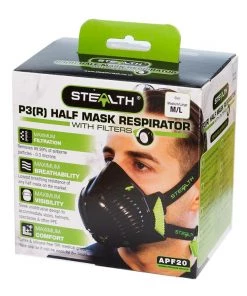 Rikon Stealth P3 Half Mask C/w Twin Hepac Filters - Respirator - Medium / Large