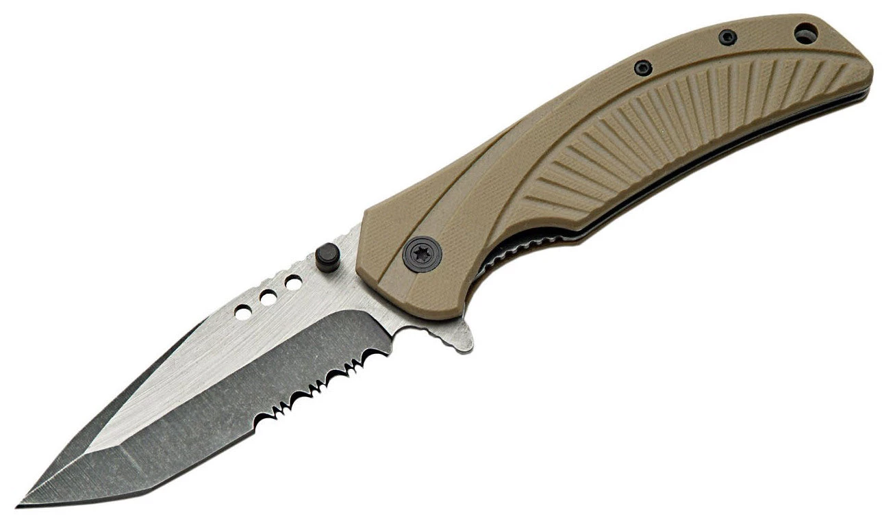 Premium Knife Supply 4.5" MILITARY FOLDING KNFE WITH TAN G10 HANDLE Limited Edition Knives Completed 1 Premium Knife Supply 4.5" MILITARY FOLDING KNFE WITH TAN G10 HANDLE Limited Edition Knives Completed