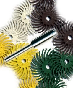 Foredom Scoth-Brite Radial Bristle Discs - 1" Dia. 10 Pc Assortment 3/ 36, 80 & 120 Grit + A-M20 Mandrel - AK4539