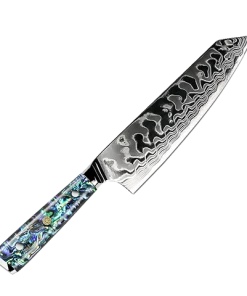 Buy Out *WW Dojo Kiritsuke Knife - Complete Knife With Abalone In Resin Handles And Mosaic Pin - AUS-10 Damascus Steel