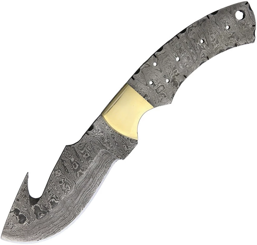Szco Knife Kits Economy - Mathew's Guthook Blade W/ Brass Bolster 9" Overall - Damascus 1 Szco Knife Kits Economy - Mathew's Guthook Blade W/ Brass Bolster 9" Overall - Damascus
