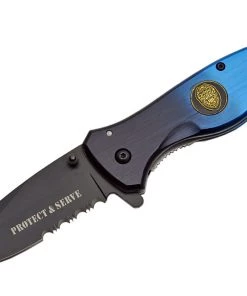 Premium Knife Supply Knives Completed 4.5" "Police" Rescue Knife Limited Edition - Blue/Black