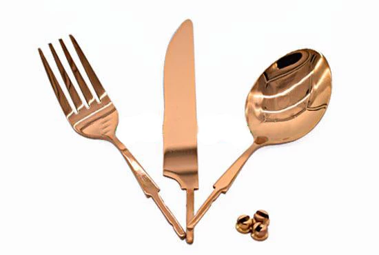 Xiamen Rizheng Industry Co. Ltd Flatware Kits S.S Flatware Set With Rose Gold / Copper Plating. 1 Xiamen Rizheng Industry Co. Ltd Flatware Kits S.S Flatware Set With Rose Gold / Copper Plating.