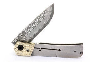 Premium Knife Supply Knife Kits Damascus Folder Brass Bolster - Aztec 3 Premium Knife Supply Knife Kits Damascus Folder Brass Bolster - Aztec