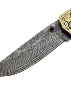 Premium Knife Supply Knife Kits Damascus Folder Brass Bolster - Aztec