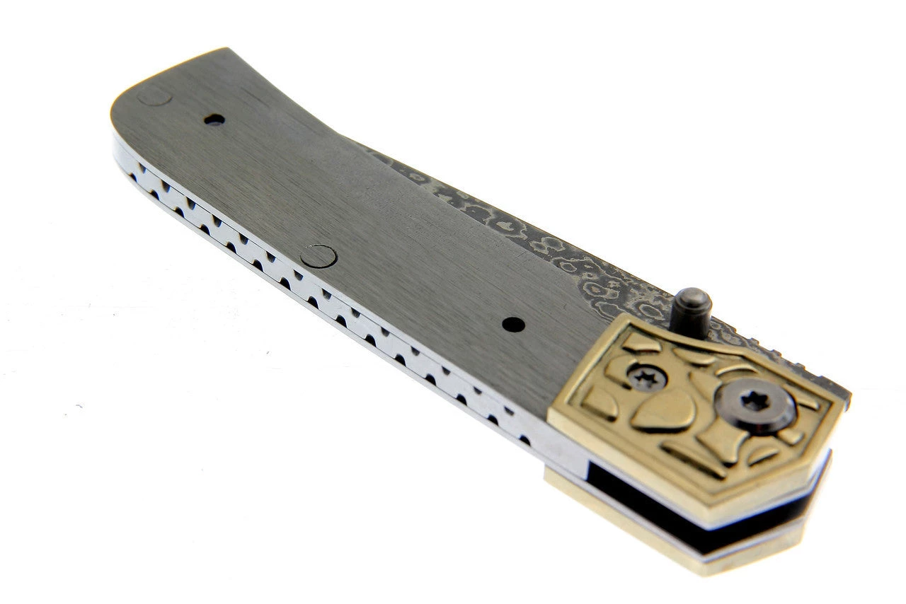 Premium Knife Supply Knife Kits Damascus Folder Brass Bolster - Aztec 7 Premium Knife Supply Knife Kits Damascus Folder Brass Bolster - Aztec