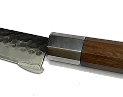 Grande Sharp **Knife Scales - Hidden Tang - 90% Finished Octagonal Handles - Stabilized Wood With Silver Colored Metal Band