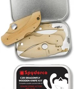 Blue Ridge Knife Supply Knife Kits * Spyderco Brand Wooden Knife Kit - Dragon Fly - Gift Tin