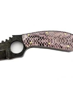 Bear Tooth Woods Knife Scales - Acrylic & Real Python Snake Skin Scales (pair) 5