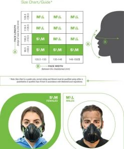 Rikon Stealth P3 Half Mask C/w Twin Hepac Filters - Respirator - Small / Medium Safety & Clothing